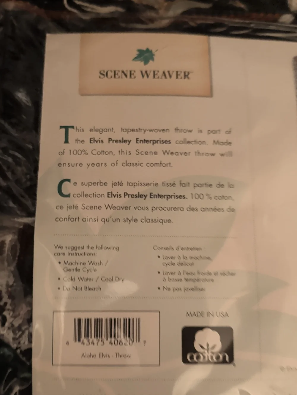 NIB Elvis Presley's Aloha Elvis Scene Weaver Black Throw Blanket